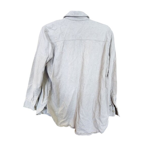 Madewell Womens Speckled Button-Up Shirt X-Small Beige Long Sleeve - Picture 2 of 3